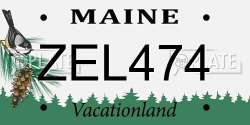 ZEL474 Maine License Plate