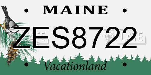 ZES8722 Maine License Plate