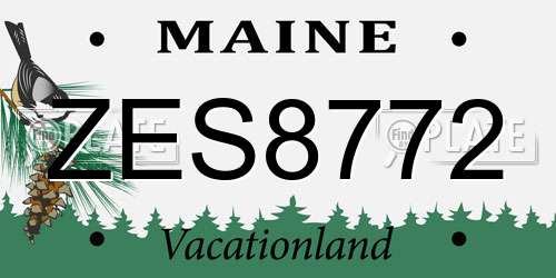 ZES8772 Maine License Plate
