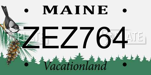 ZEZ764 Maine License Plate