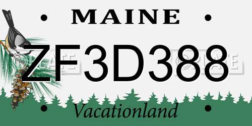 ZF3D388 Maine License Plate