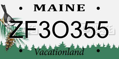 ZF3O355 Maine License Plate