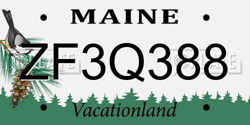 ZF3Q388 Maine License Plate