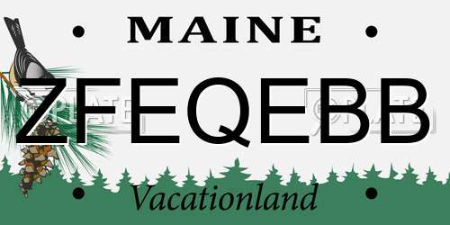 ZFEQEBB Maine License Plate