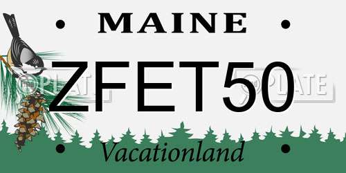 ZFET50 Maine License Plate