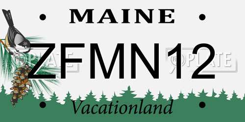 ZFMN12 Maine License Plate