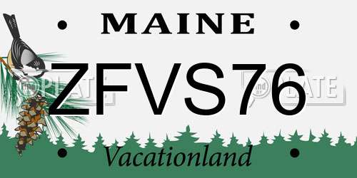 ZFVS76 Maine License Plate
