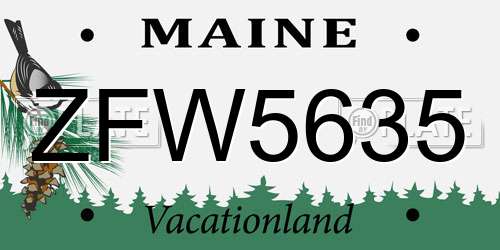 ZFW5635 Maine License Plate