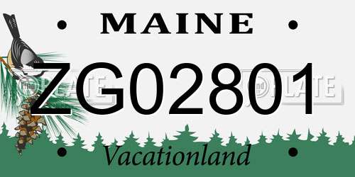 ZG02801 Maine License Plate