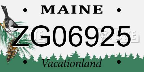 ZG06925 Maine License Plate