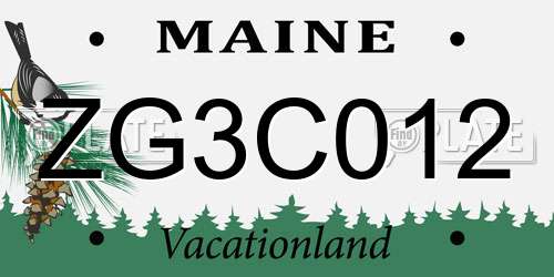 ZG3C012 Maine License Plate