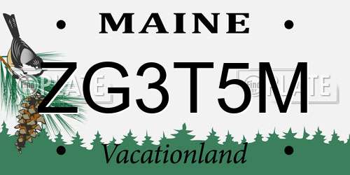 ZG3T5M Maine License Plate