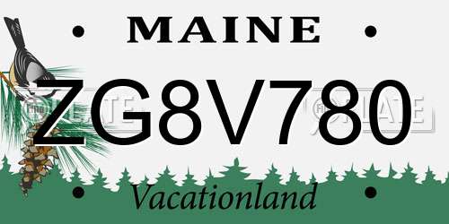 ZG8V780 Maine License Plate