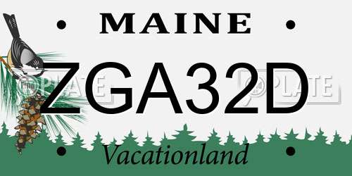 ZGA32D Maine License Plate
