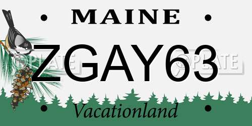 ZGAY63 Maine License Plate