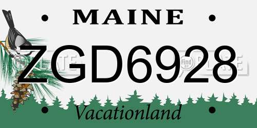 ZGD6928 Maine License Plate