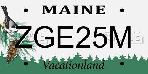 ZGE25M Maine License Plate