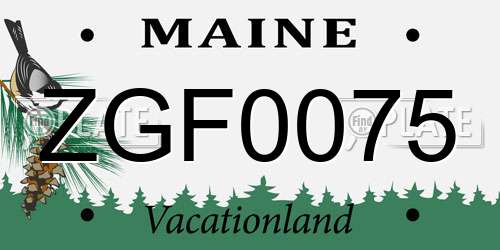 ZGF0075 Maine License Plate