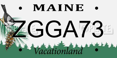 ZGGA73 Maine License Plate