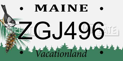 ZGJ496 Maine License Plate