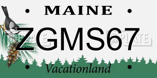 ZGMS67 Maine License Plate