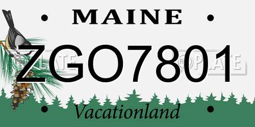 ZGO7801 Maine License Plate