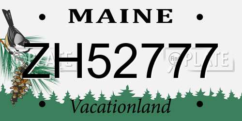 ZH52777 Maine License Plate