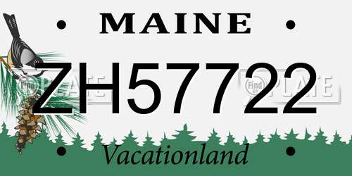 ZH57722 Maine License Plate