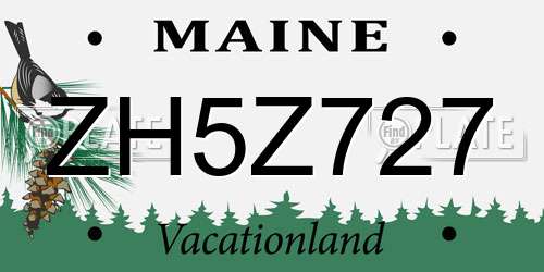 ZH5Z727 Maine License Plate