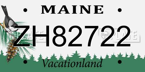 ZH82722 Maine License Plate