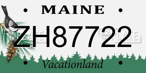 ZH87722 Maine License Plate