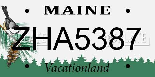 ZHA5387 Maine License Plate