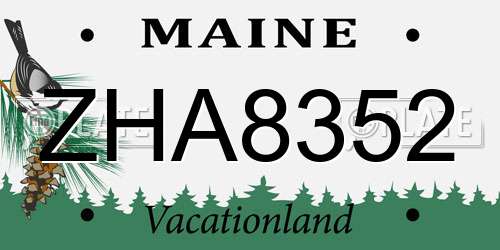 ZHA8352 Maine License Plate