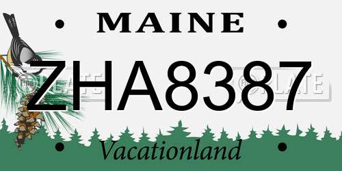 ZHA8387 Maine License Plate