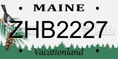 ZHB2227 Maine License Plate