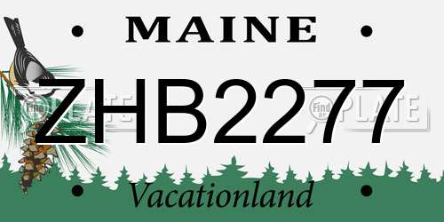 ZHB2277 Maine License Plate