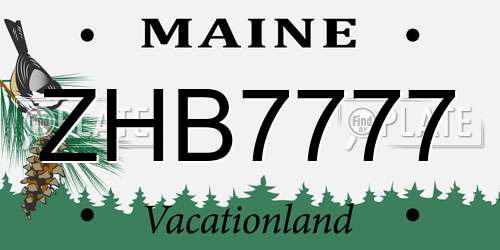 ZHB7777 Maine License Plate