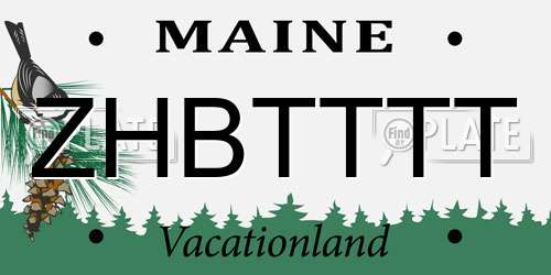 ZHBTTTT Maine License Plate