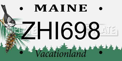 ZHI698 Maine License Plate
