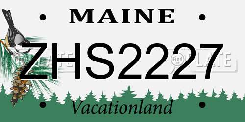 ZHS2227 Maine License Plate