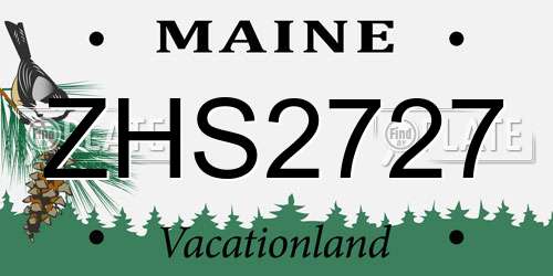 ZHS2727 Maine License Plate
