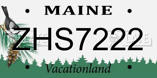 ZHS7222 Maine License Plate