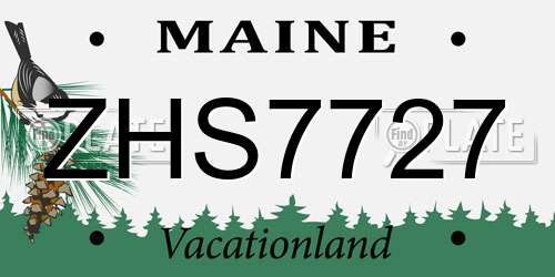ZHS7727 Maine License Plate