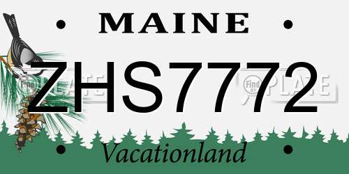 ZHS7772 Maine License Plate