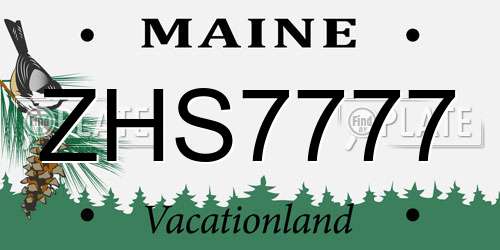 ZHS7777 Maine License Plate