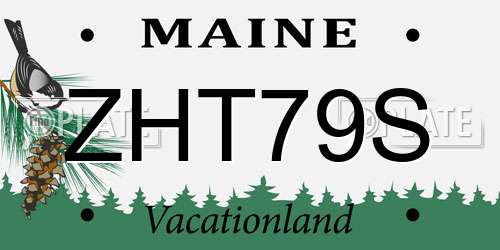 ZHT79S Maine License Plate