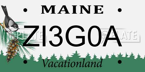 ZI3G0A Maine License Plate