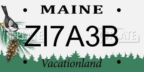 ZI7A3B Maine License Plate