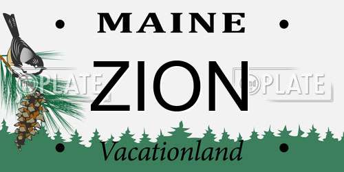 ZION Maine License Plate