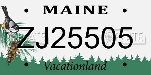 ZJ25505 Maine License Plate